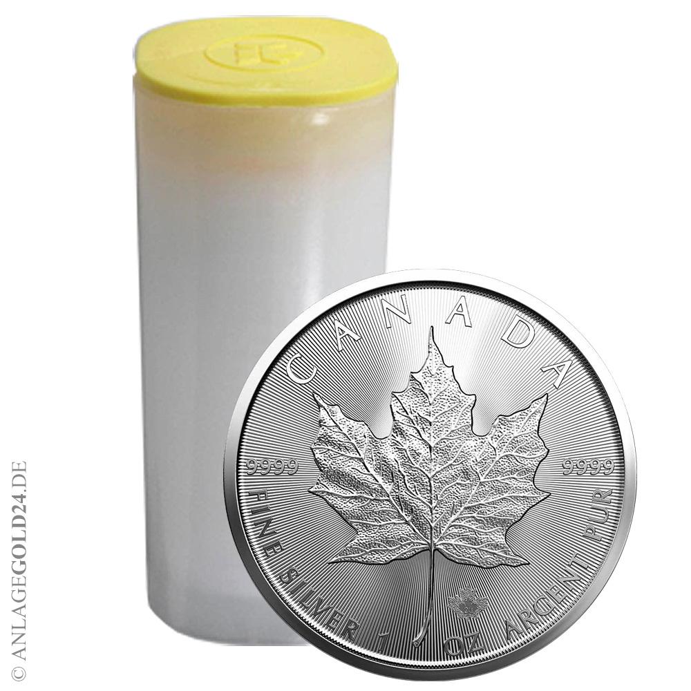 25er Tube 1 oz Silber Maple Leaf 2023 Goldmünzen Silbermünzen