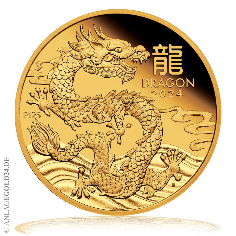 1/10 oz Gold Lunar III Jahr des Drachen 2024 PP > Goldmünzen